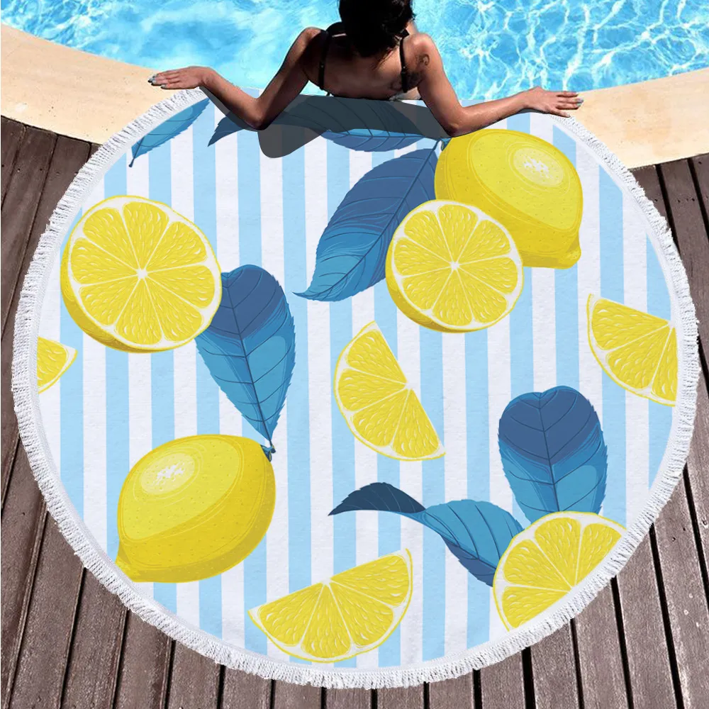 Digital printing round beach towel - 1 Style Tassel-150X150Cm