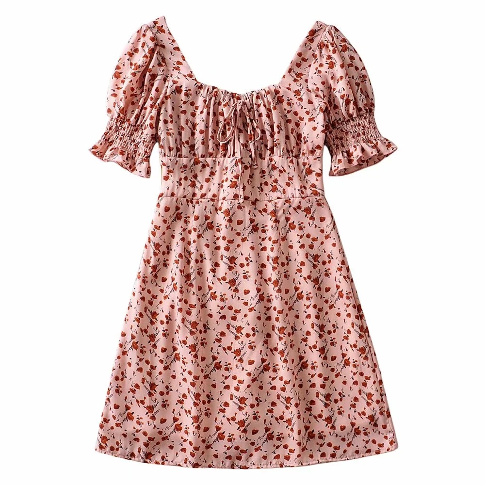 Slimming printed lace dress