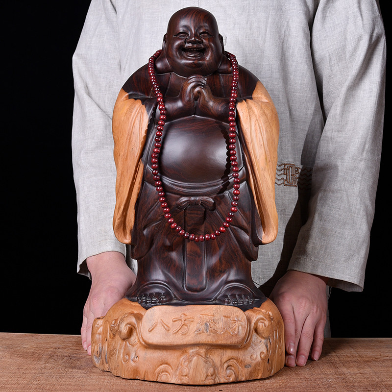 Sculpture Bois Maitreya Zhuyi en ébène Sculpture sur bois d'ébène Sculpture Bois Maitreya Zhuyi