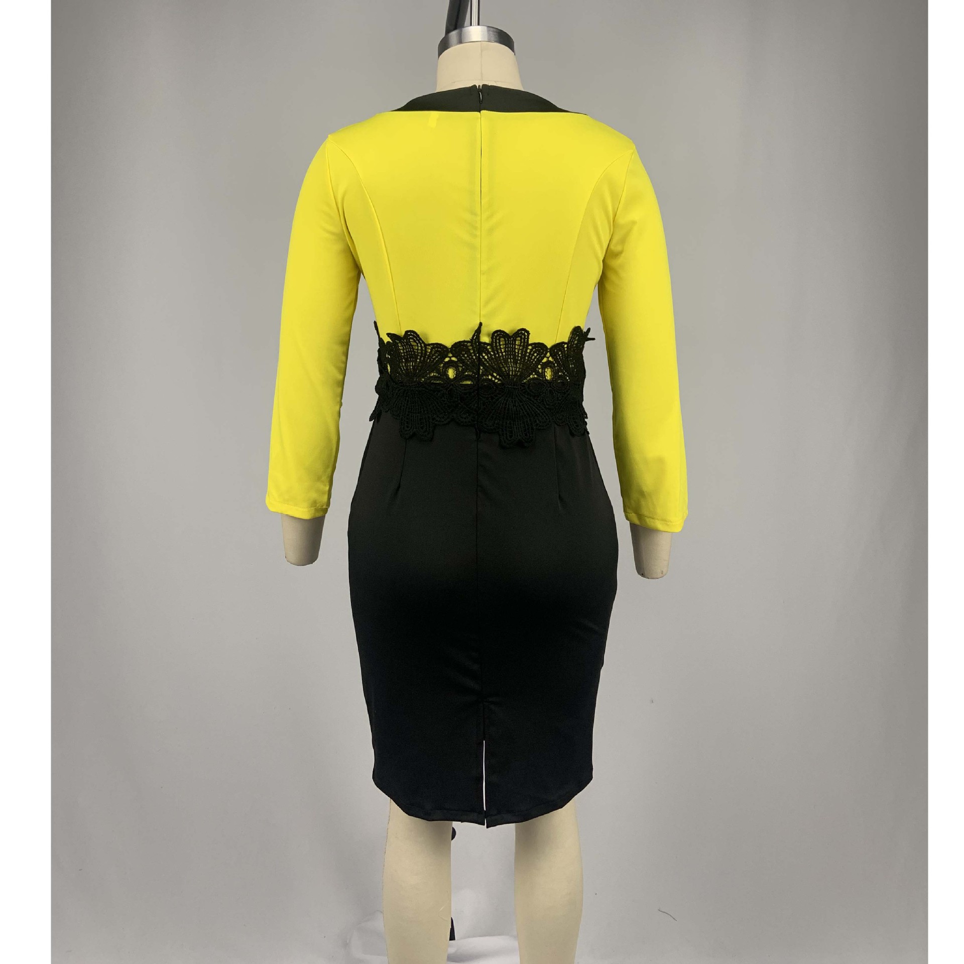 Lace patch high waist dress