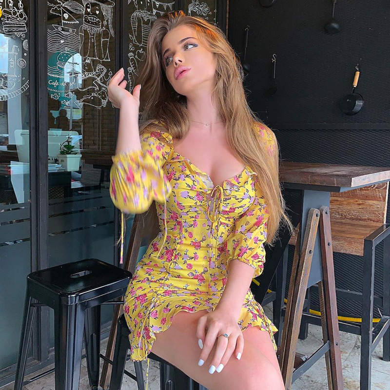 Lantern sleeve dress