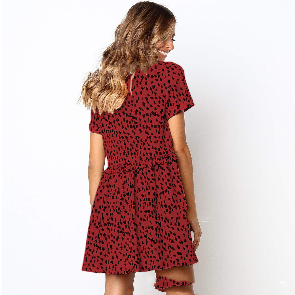 Round neck casual print short sleeve dress