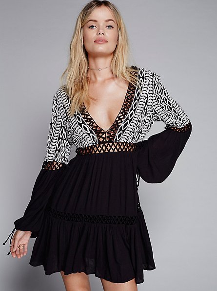Embroidered Cutout V-Neck Dress, picture 4 of 5