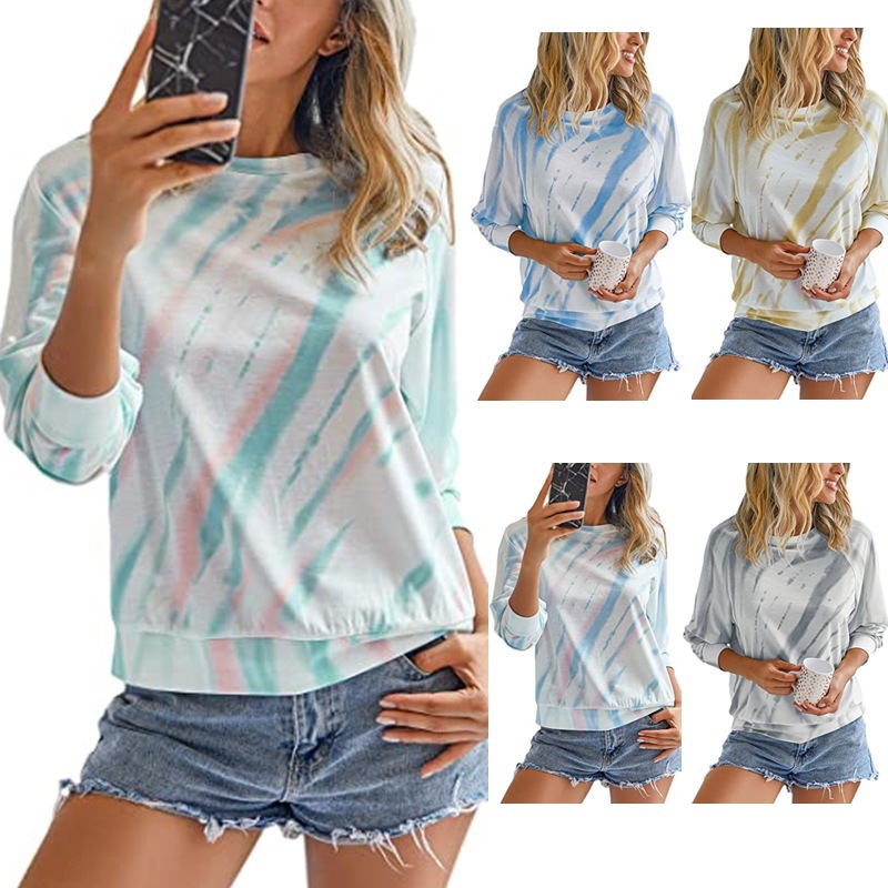 Tie-dye printed casual crew neck T-shirt