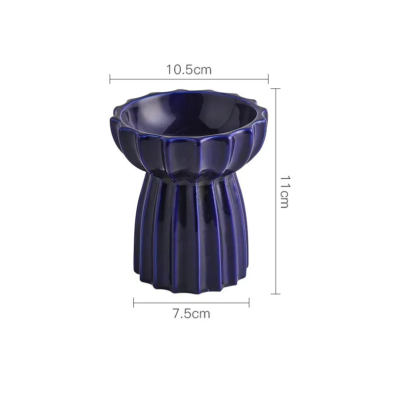 Ceramic tall cat bowl - Blue