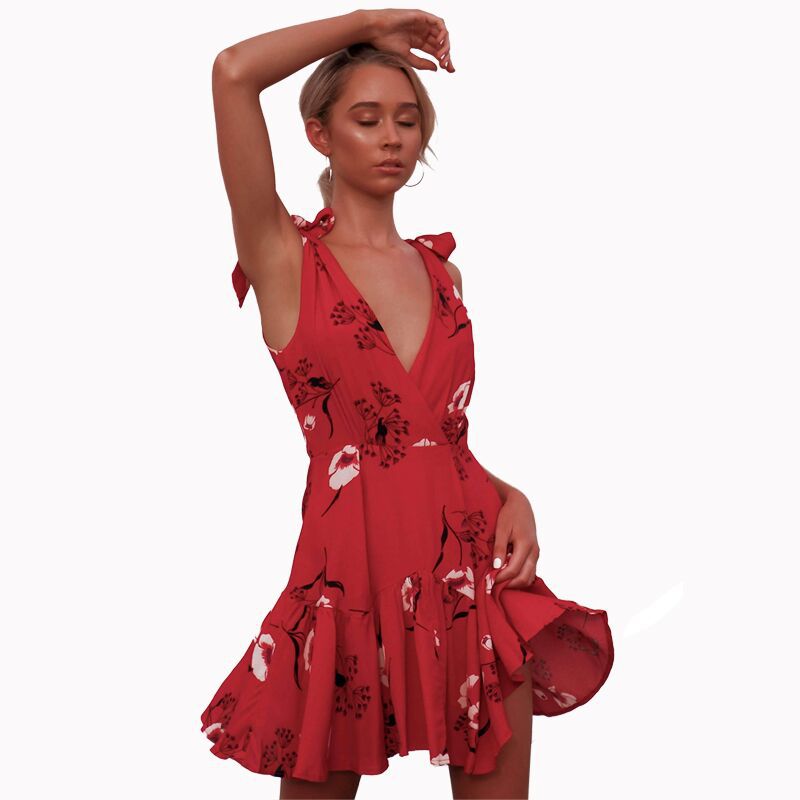 V-neck sexy lace up dress