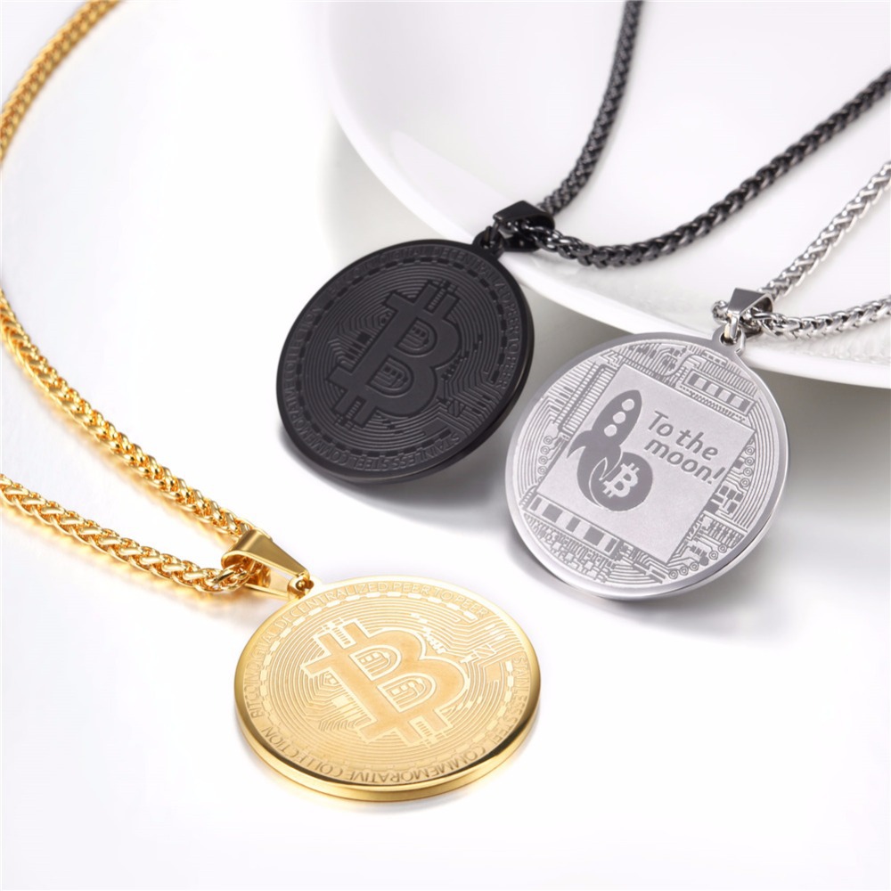 Virtual coin necklace stainless steel pendant