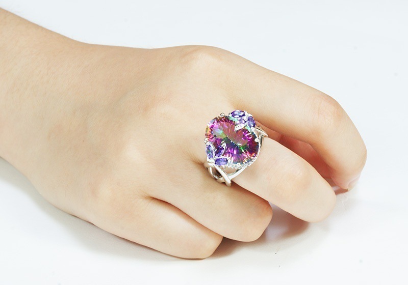 Colorful zircon princess ring