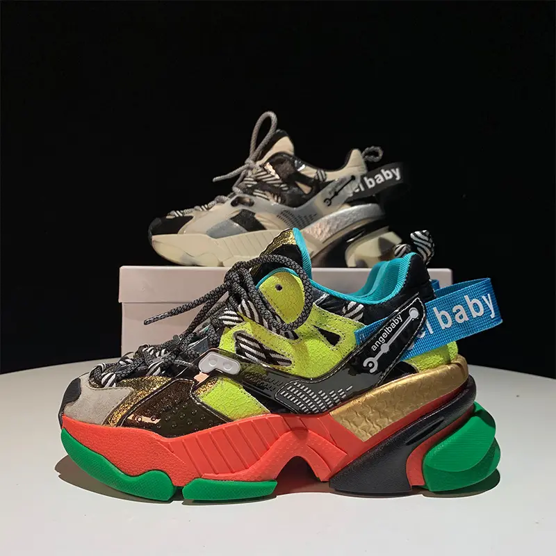 Color block platform sneakers