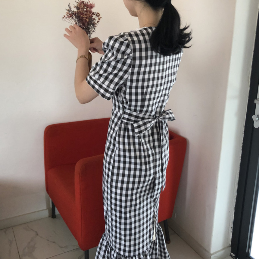 Retro lace and plaid skirt