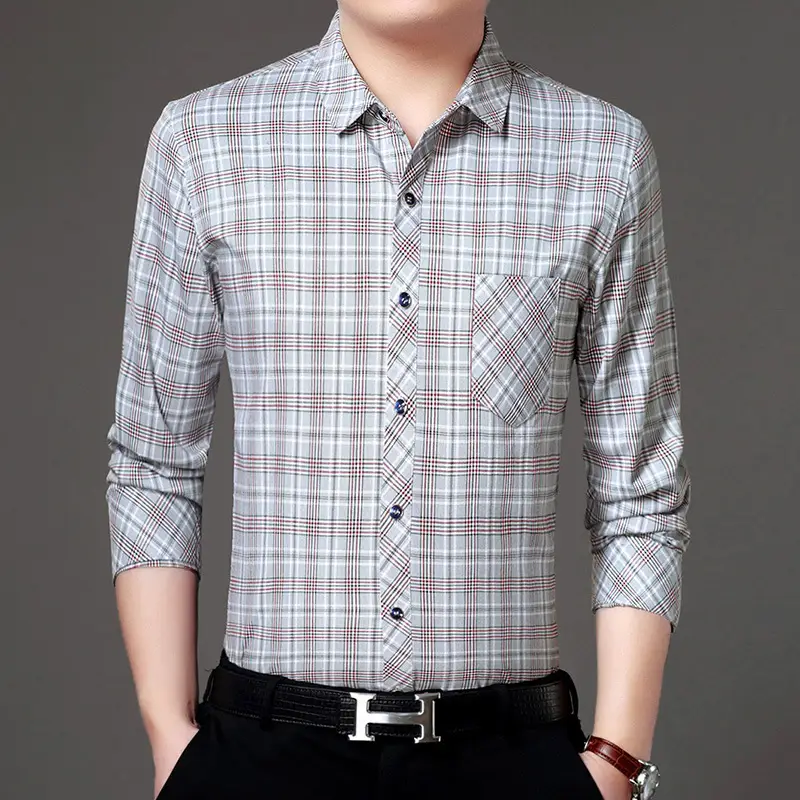 Men's long sleeve plaid shirt
