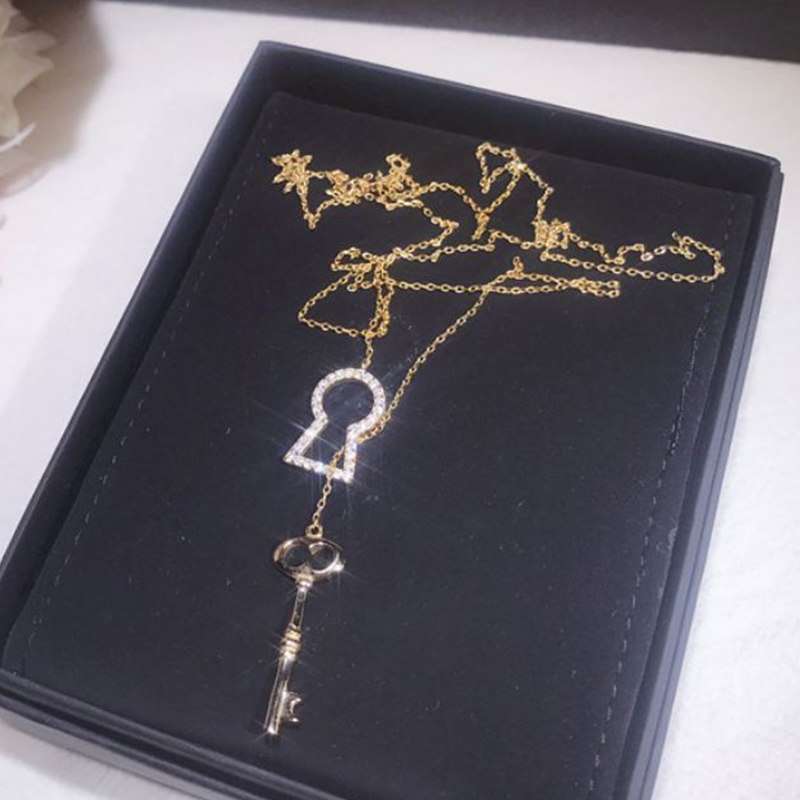 S925 Sterling Silver Key Lock Necklace