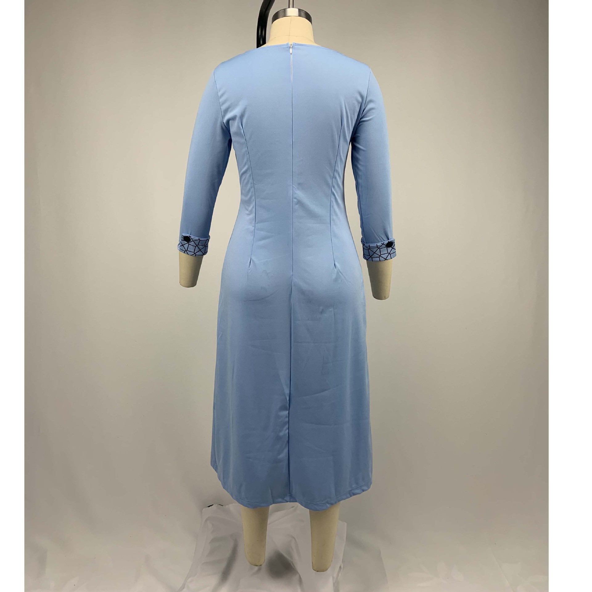 Solid color hem stitching dress