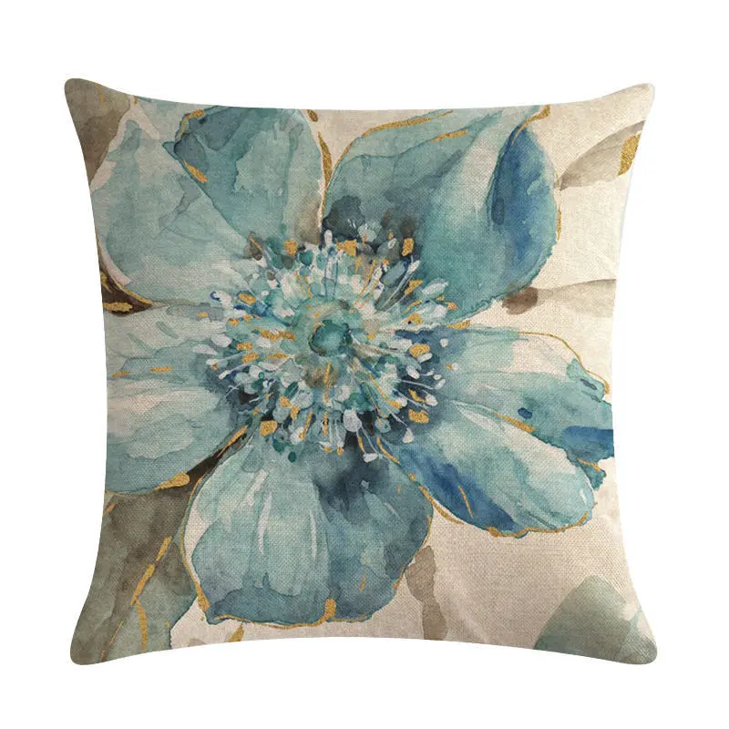Blue style oil painting bird and flower pillow - 6 Style