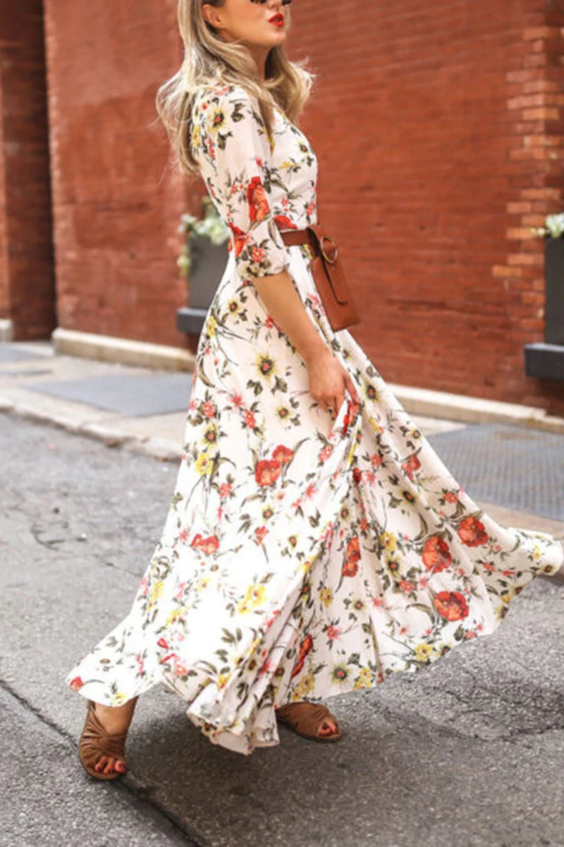 Bohemian print chiffon print skirt