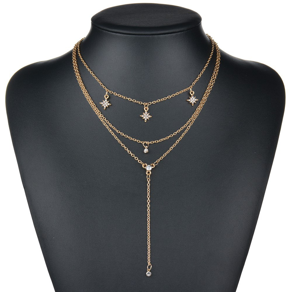 Golden rhinestone multilayer chain