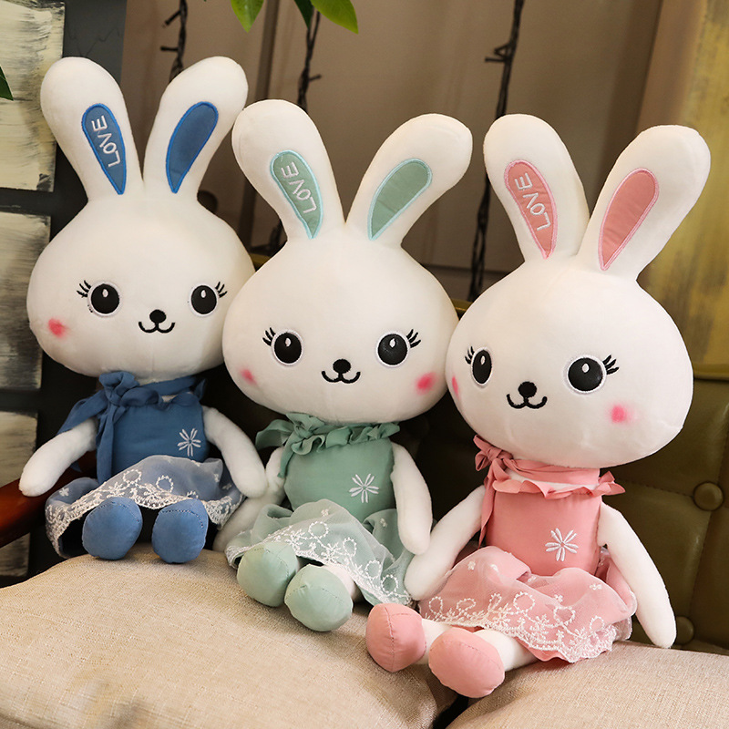 Yarn skirt big white rabbit plush toy