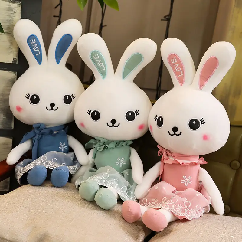 Yarn skirt big white rabbit plush toy