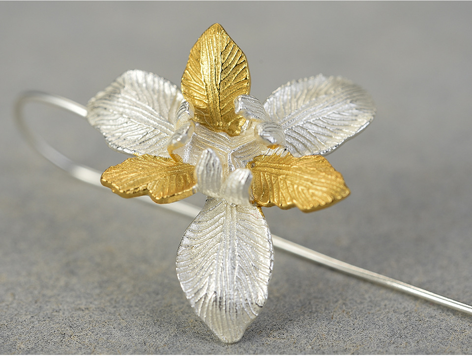 Enamored iris flower sterling silver earrings