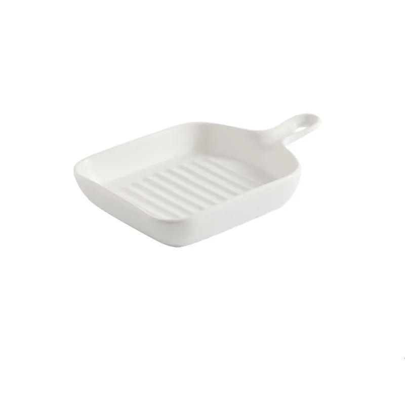 Handle ceramic plate - White