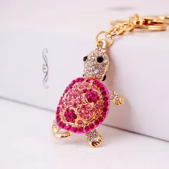 Little turtle car keychain - Pink - View 1