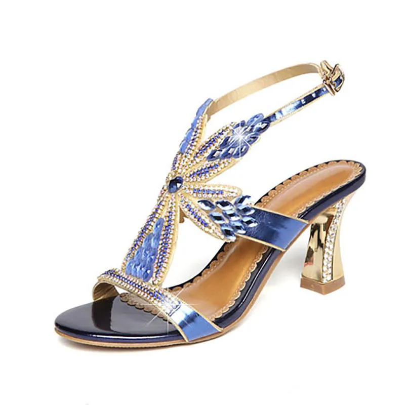 Horseshoe heel chunky heel shoes - Blue
