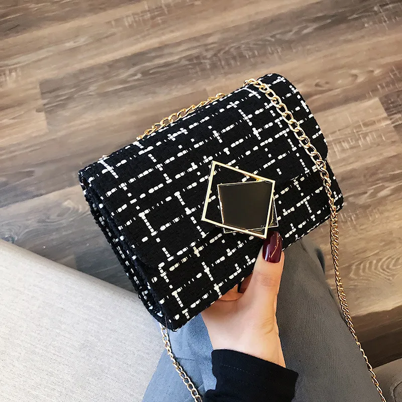 Check chain bag - Black