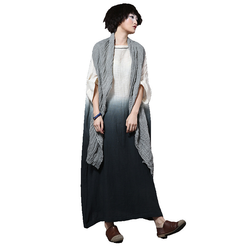 Embroidered cotton and linen dress