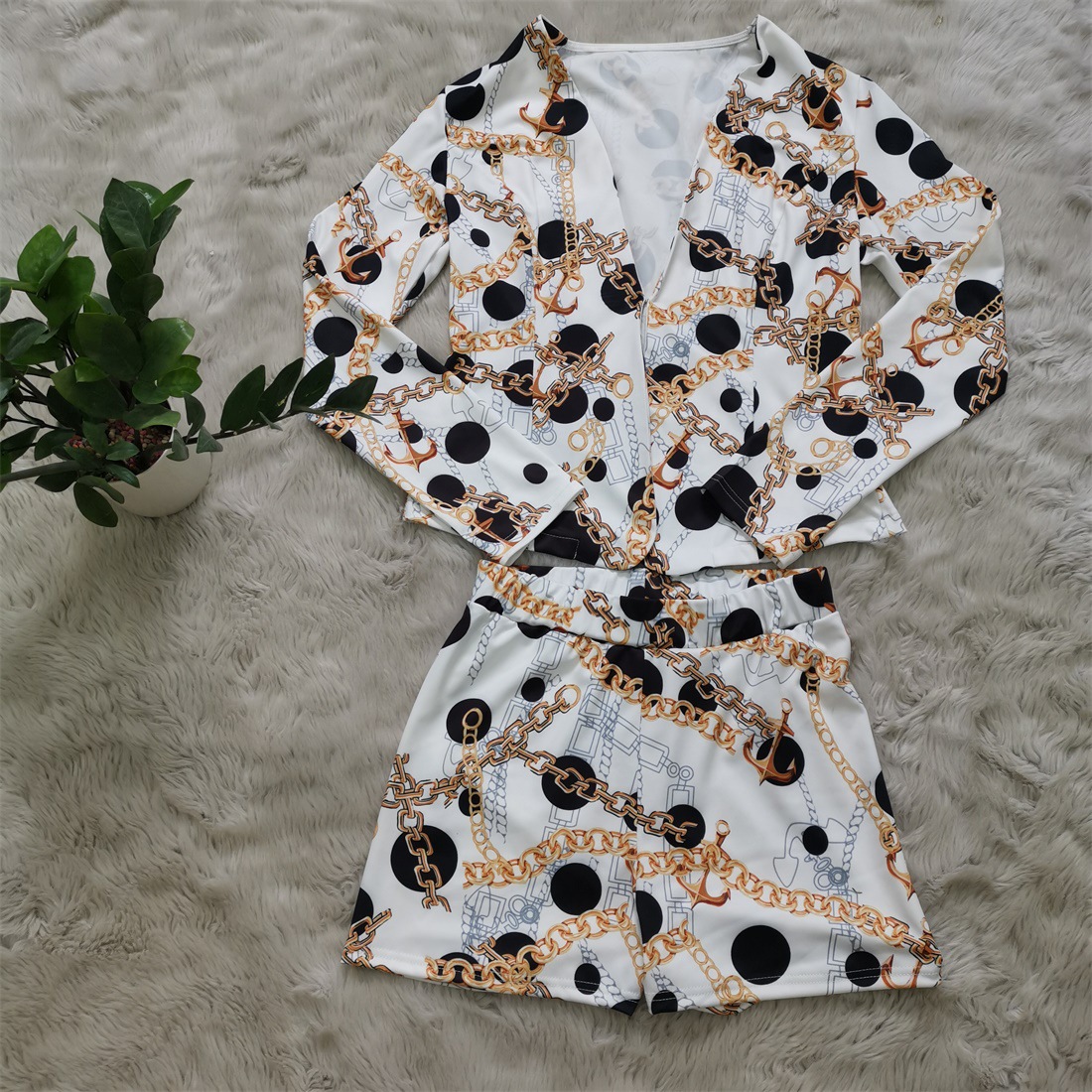 Ladies Fashion Print Two-piece Set