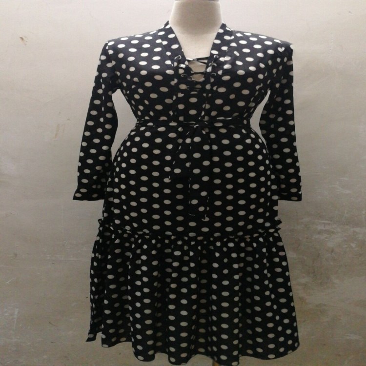 European and American print polka dot dress