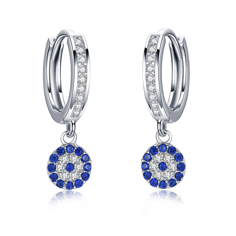 Blue happiness silver earrings