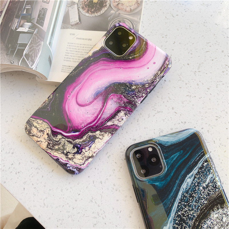 Colorful crystal marble pattern phone case