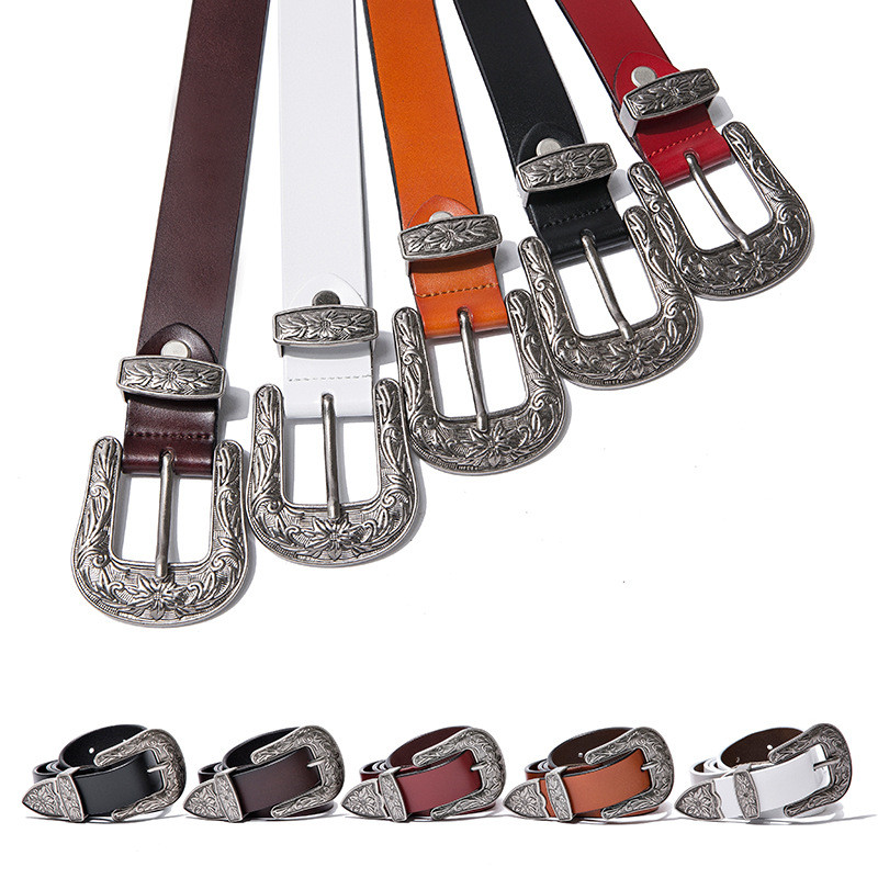 Fashion decorative carved leather belt