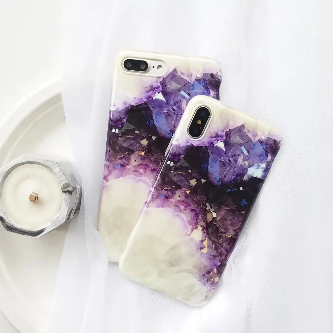 Cold wind purple marble pattern phone case