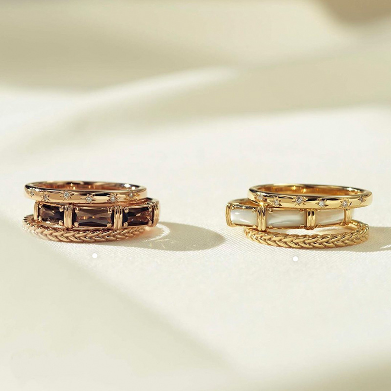 Zircon ring three-piece set