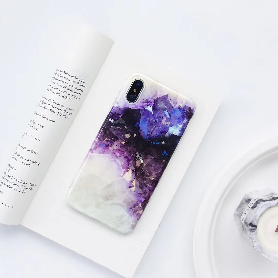 Cold wind purple marble pattern phone case
