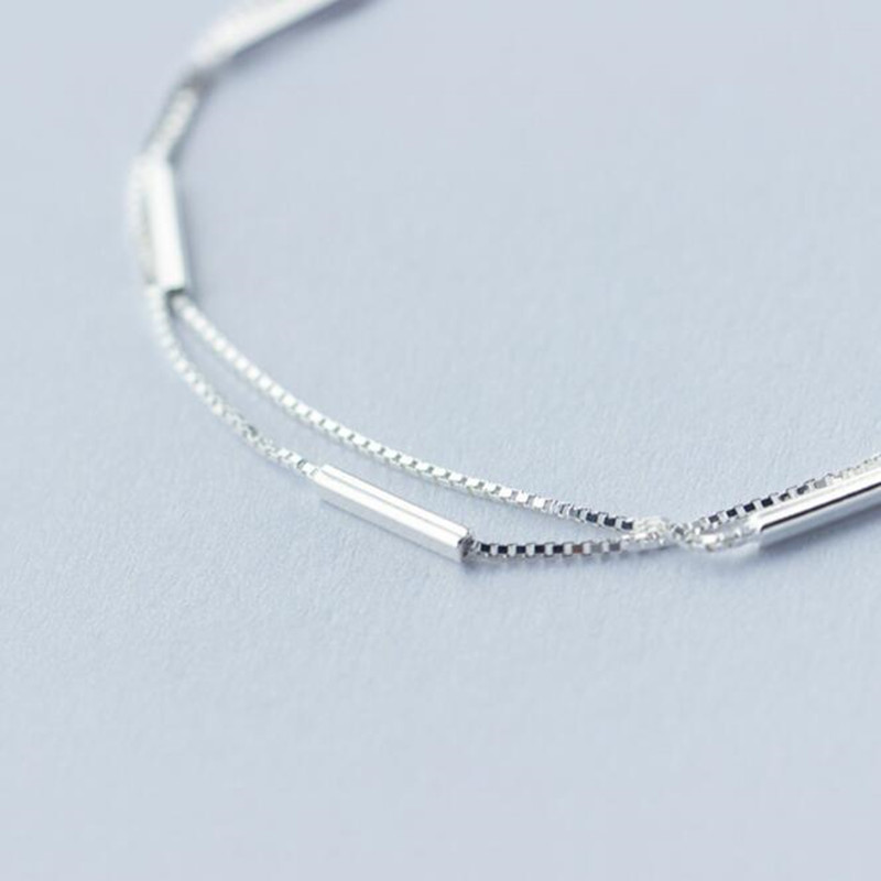 One-line bar round stick double-layer bracelet