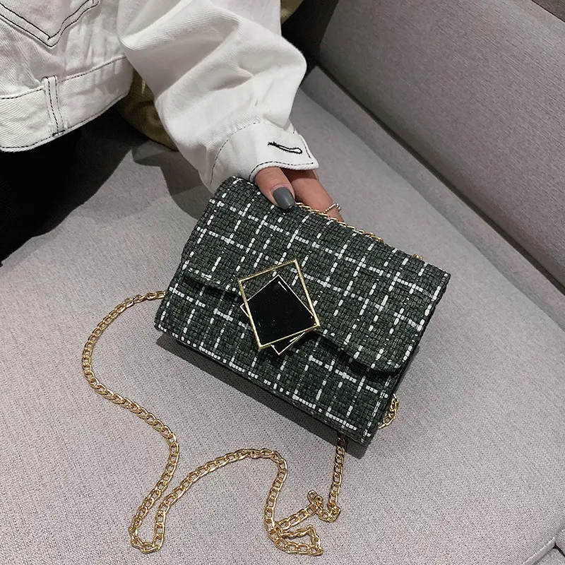 Check chain bag - Green
