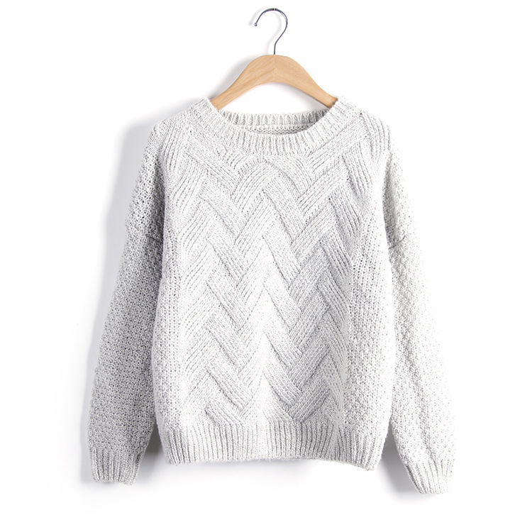 Coarse needle plaid knit pullover