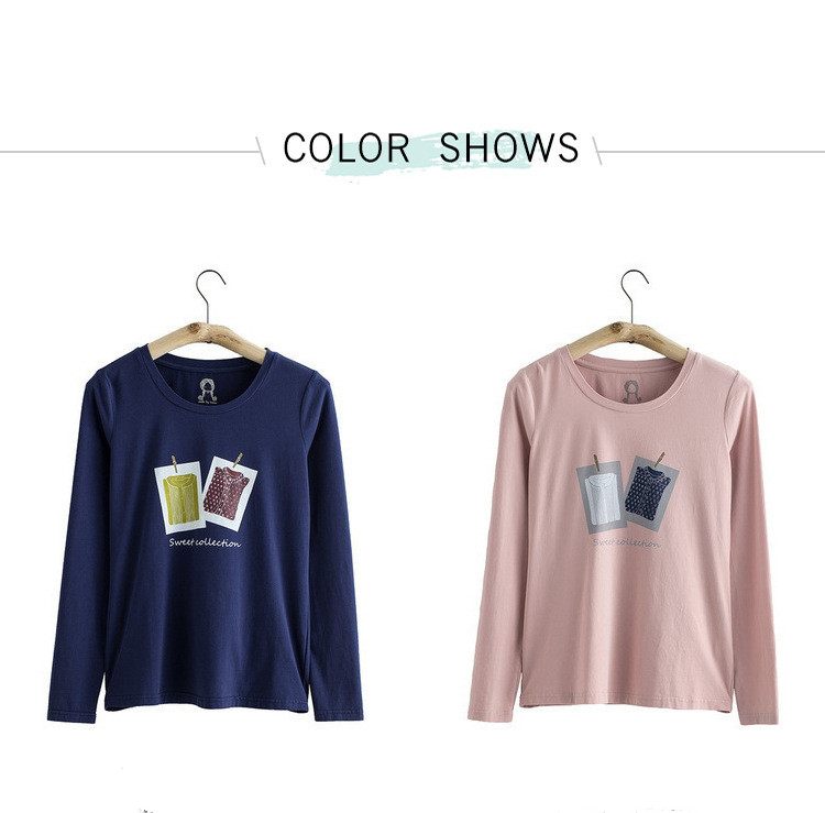 Cotton printed Crew Neck Long Sleeve T-Shirt