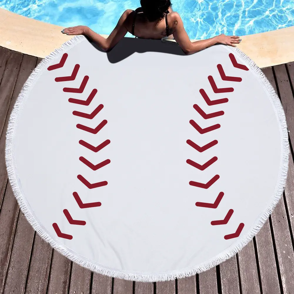 Microfiber and tassel round printed beach towel