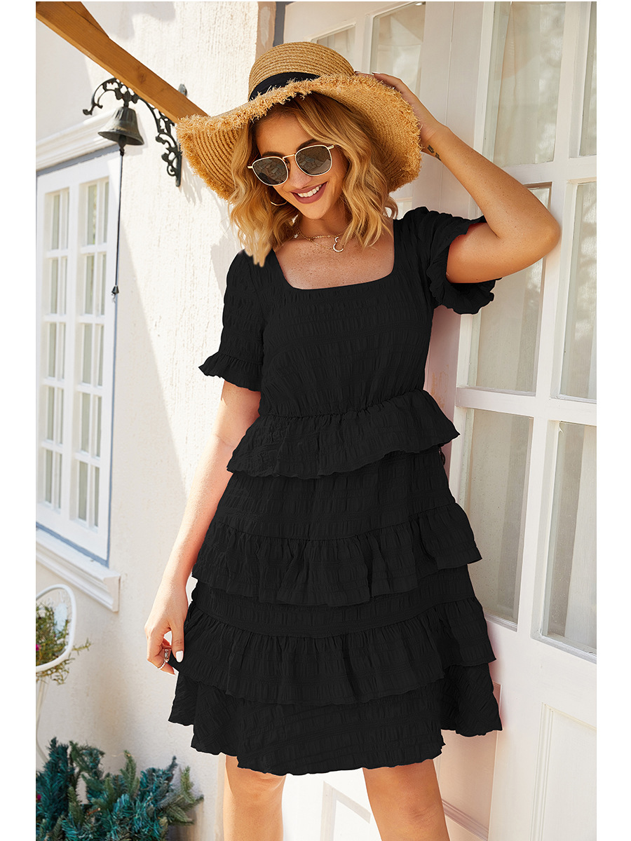Square neck ruffle dress
