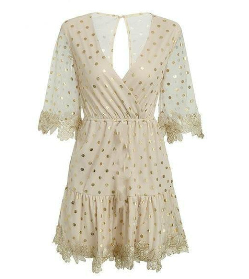 Mesh lace ruffled dress