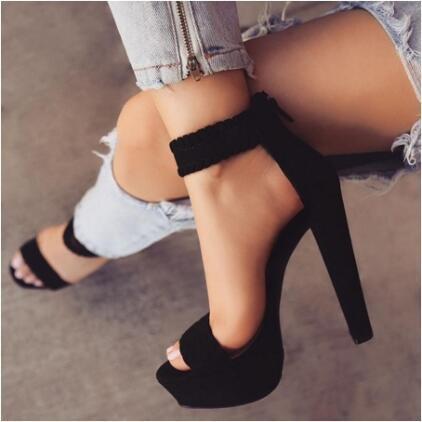 Stiletto high heel braided sandals