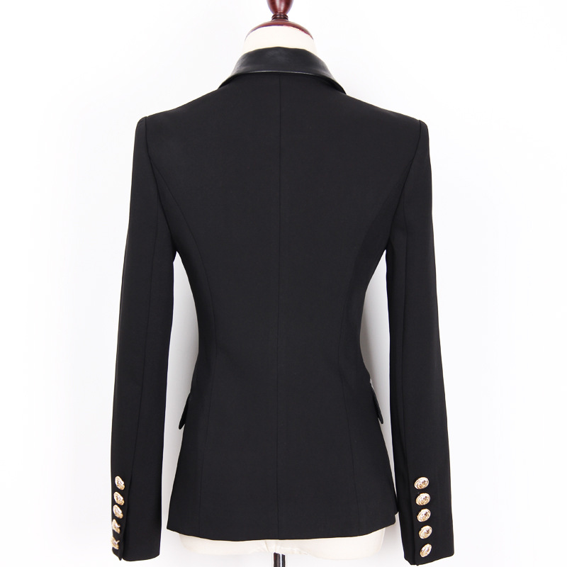 PU leather stitching suit jacket