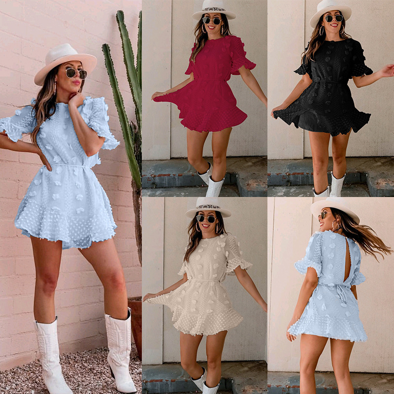 Solid color embossed dress