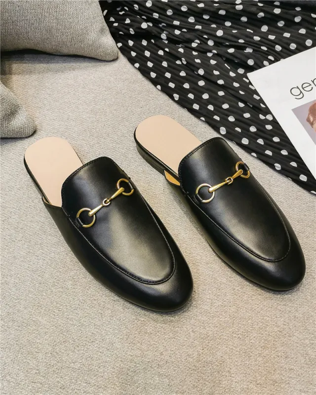 Muller's slippers with flat bottoms Black - Shop at LoveMi