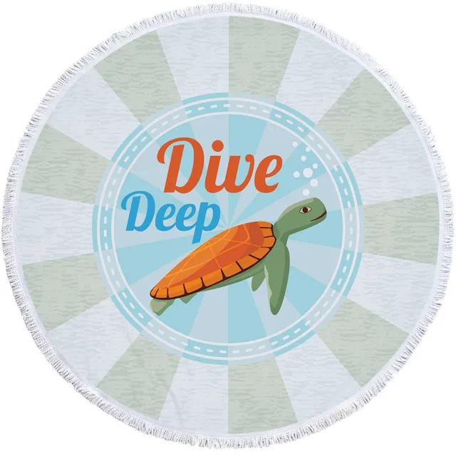 Microfiber round beach towel yoga mat Dive Deep 5 150X150Cm - Shop at LoveMi