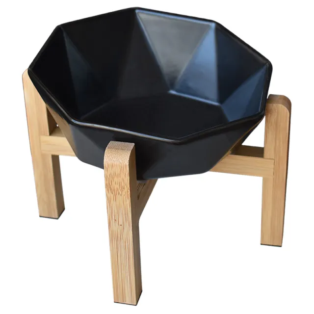 Ceramic high footed cat food bowl Black - Shop at LoveMi