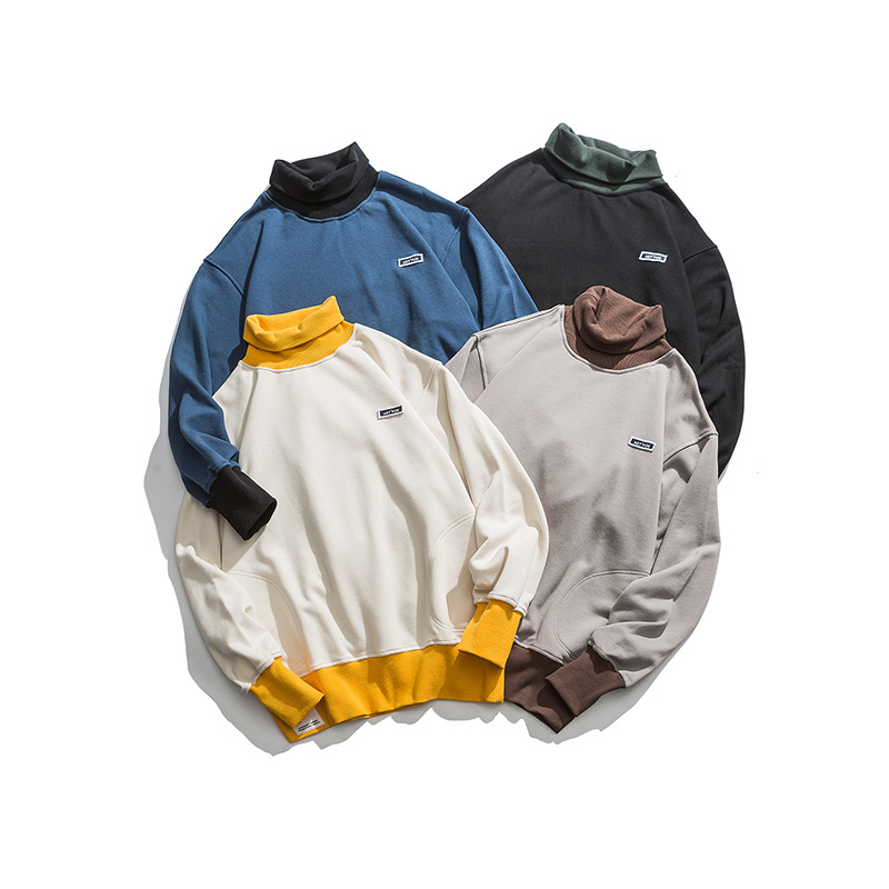 High neck pullover loose sweatshirt